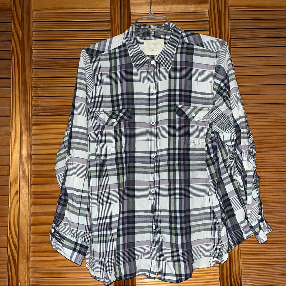 Sonoma Long Sleeve Button Down‎ Plaid Shirt Size 2X